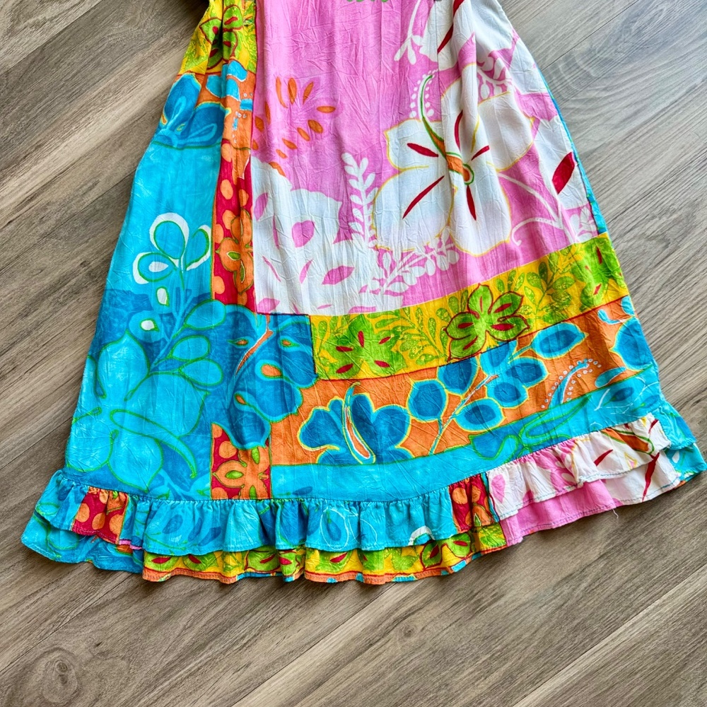 Jam World Tropical Patchwork Floral Sundress Ruff… - image 7